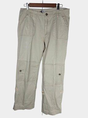 Per Se' Tan Khaki Utility Cargo Pants Sz 12 Baggy Y2K Outdoor Streetwear Style
